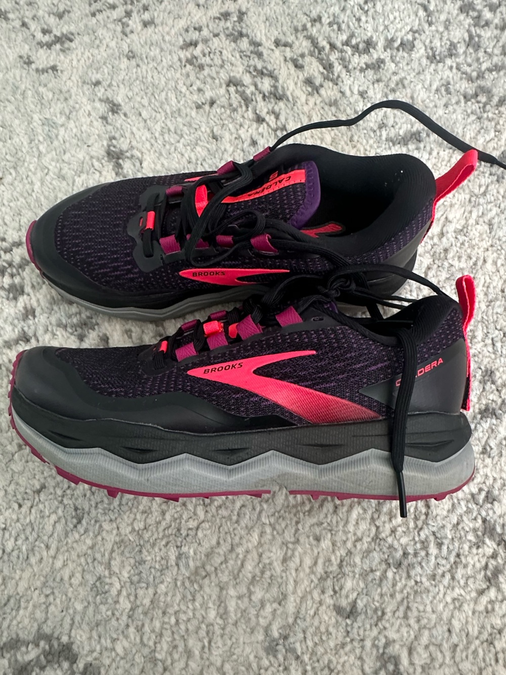 Brooks Women's Caldera Trail Running Shoes in Black & Purple with Pink Accents - Picture 2 of 6